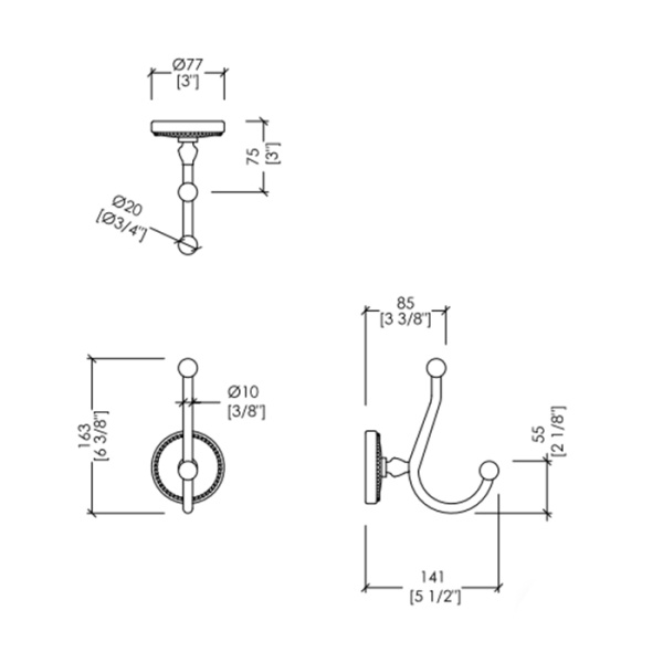 Devon&Devon Dorothy Вешалка-крючок, подвесной, цвет: состаренная бронза/белый