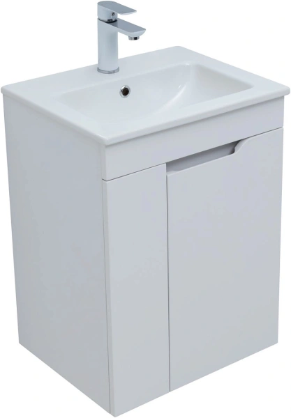 тумба под раковину aquanet практика 50 подвесная, белая матовая, 00330451