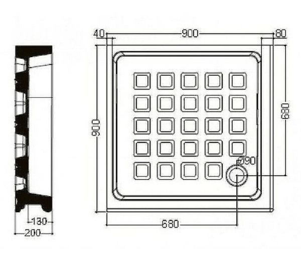 душевой поддон kerasan retro 133801 керамический, квадратный, 90×90 см, белый