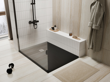 душевой поддон из искусственного камня wasserkraft dill 120×80 61t06 черный матовый