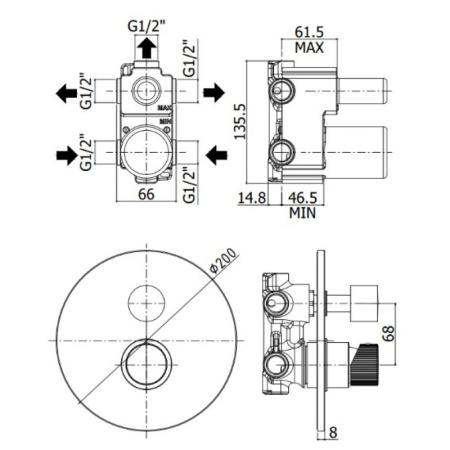 смеситель paffoni jo jo019cr для ванны и душа, встраиваемый, с внутренней частью, хром глянцевый