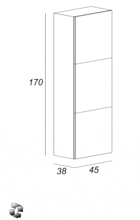 шкаф-пенал 45 cezares comfort 53106 bianco lucido