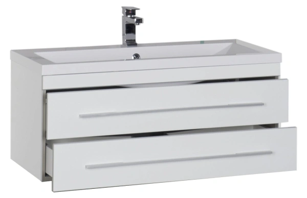 тумба под раковину aquanet верона 100 белая (подвесная 2 ящика), 00175382