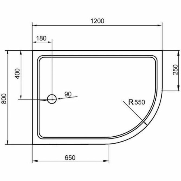 акриловый поддон для душа cezares tray a 120x80 l tray-a-rh-120/80-550-15-w-l белый