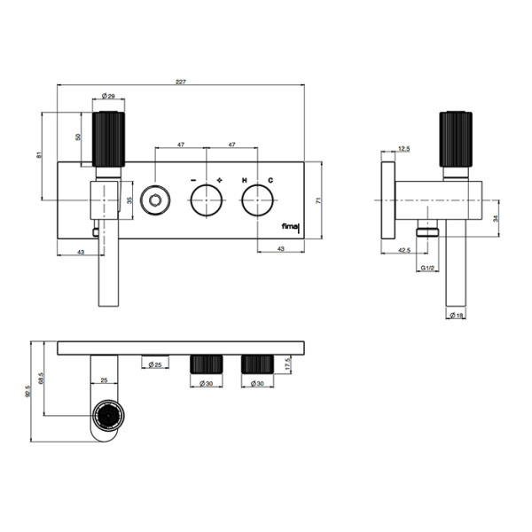 смеситель fima carlo frattini outdoor f5979x2sns для душа, встраиваемый, 2 выхода с ручным душем, чёрный матовый
