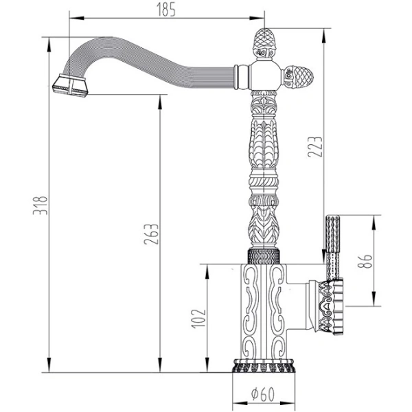 смеситель для кухни zorg antic a 117k-br