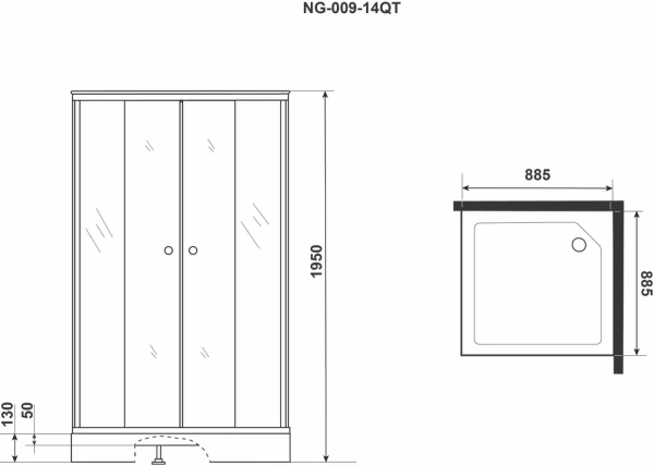 душевой уголок niagara eco 90×90 ng-009-14qt профиль черный, стекло тонированное