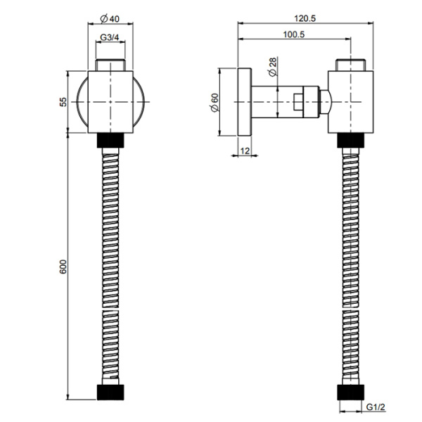 подвод воды fima|carlo frattini colonne doccia f2124or со шлангом 60 см, золото