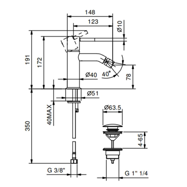 смеситель для биде fantini nostromo 50 13 e808f черный матовый