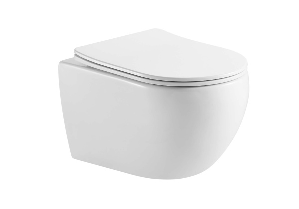 унитаз подвесной безободковый aquatek европа aq1190t-00 531*360*330 мм, смыв торнадо, горизонтальный выпуск, тонкое сиденье с механизмом плавного закрывания, крепеж