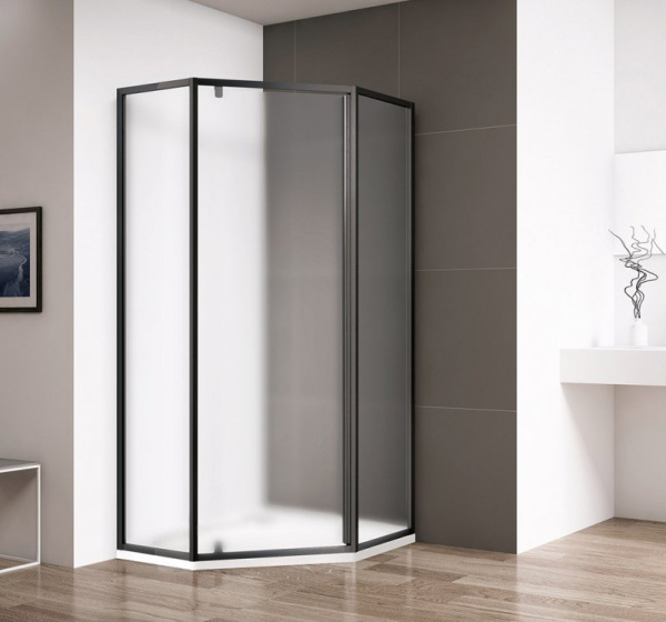 душевой уголок cezares eco 90x90 eco-o-p-1-90-p-nero профиль черный матовый стекло рифленое