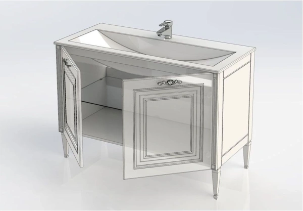 тумба под раковину aquanet паола 120 белый/золото, 00186114