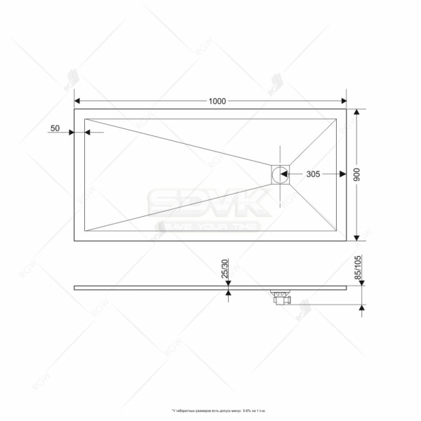 душевой поддон из искусственного камня rgw stone tray st-tr 100x90 16152910-11 терракот