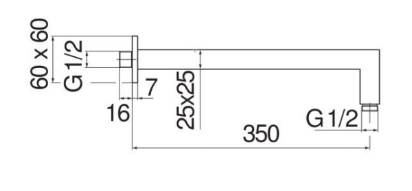 кронштейн для душа nobili ad138/24bm 35 см, черный матовый