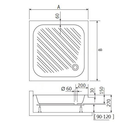 душевой поддон rgw acrylic b/cl-s 80×80 16180188-51 белый
