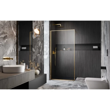 душевая перегородка radaway modo f gold ii 55 10409055-09-01 профиль золото, стеклой, стекло прозрачное