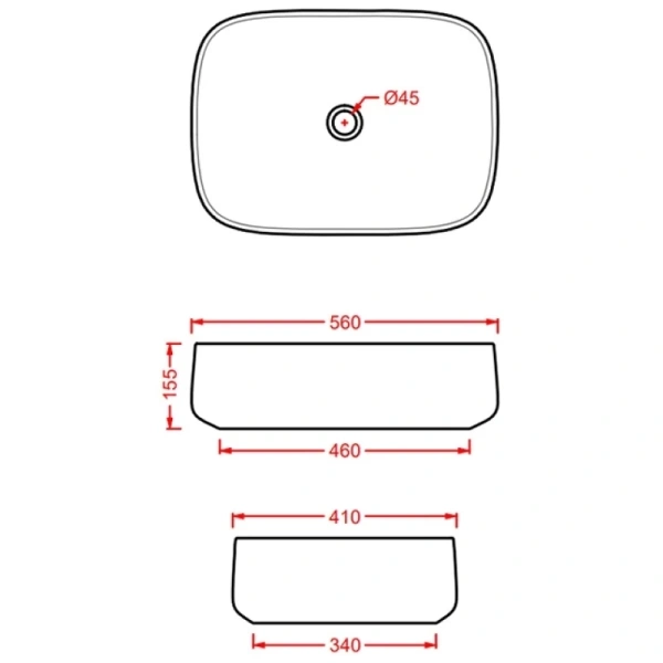 раковина artceram cognac quadro col009 36 00 накладная, без отв., без перелива, на столешницу, saniglaze, 56x41xh15.5 см, notte (ночь)