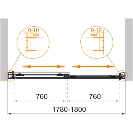 шторка на ванну cezares tandem soft 180 tandem-soft-vf-2-180/145-c-cr-iv профиль хром стекло прозрачное