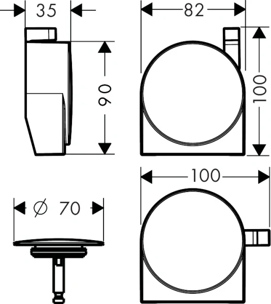 внешняя часть излива на ванну hansgrohe exafill s 58117700 с набором для слива и перелива, матовый белый 