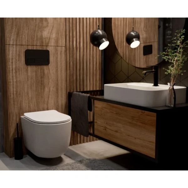 смеситель для раковины aquame asti aqm6410mb без донного клапана, черный матовый