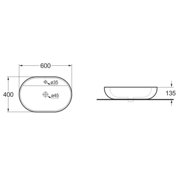 раковина накладная vincea vbs-122 60х40 см, белая