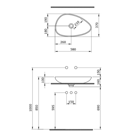 раковина-чаша bocchi etna 58 1114-006-0125 серая матовая