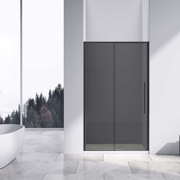 душевая дверь vincea slim-n 130 vds-4sn130cgb профиль черный, стекло тонированное