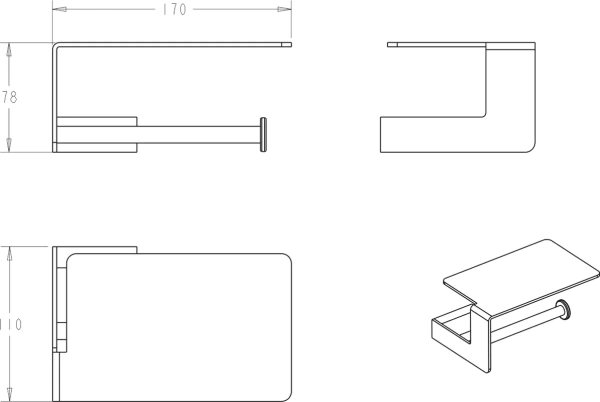 Держатель туалетной бумаги Boheme Q 10941-SGM с полкой для телефона