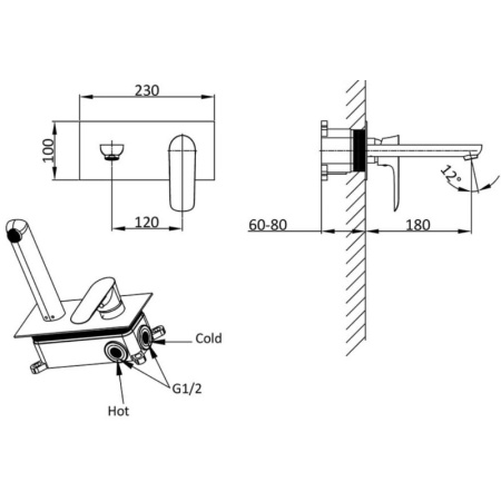 смеситель для раковины без донного клапана vincea esse vbfw-1e1ch