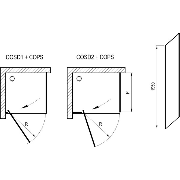 душевая стенка ravak cool cops-100 x9vva0300z1 профиль черный стекло transparent