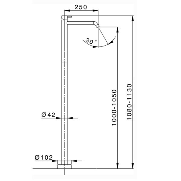 смеситель cisal less new ln01451040для раковины, напольный, h113см, черный матовый