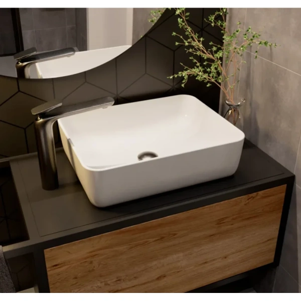 смеситель для раковины aquame como aqm6514gm без донного клапана, оружейная сталь