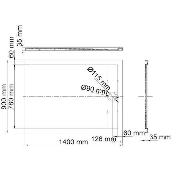 душевой поддон из искусственного камня wasserkraft mindel 140×90 85t36 белый матовый