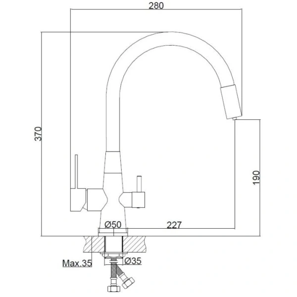 смеситель для кухни haiba hb76859-7 черный матовый