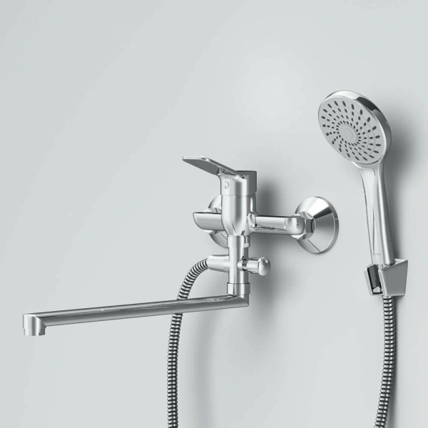 смеситель am.pm x-joy f85a90100 для ванны, с длинным изливом, хром