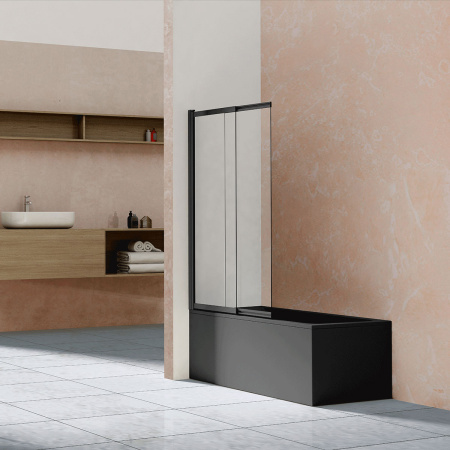 Шторка на ванну Vincea VSB 100х145 VSB-1E100CLB профиль черный матовый, стекло прозрачное
