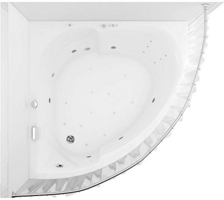 карниз для ванны aquanet bali 00156491 полукруглый 150х150