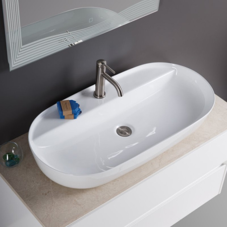 раковина накладная belbagno 82 см, bb1347, белая