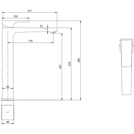 смеситель для раковины с донным клапаном villeroy & boch architectura square tvw12500200076