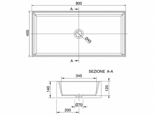 раковина scarabeo teorema 2.0 5102 накладная, прямоугольная, 80x40 см, белая