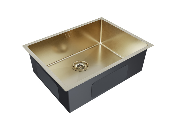 кухонная мойка paulmark next 58 uni pm215844-bg, цвет золотой матовый