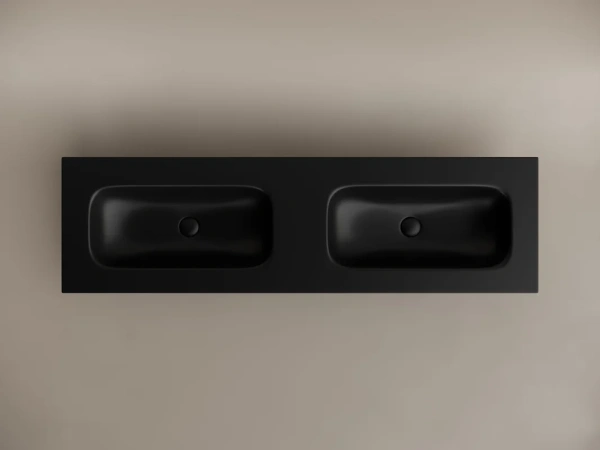 мебельная раковина ceramicanova grace прямоугольная 161см с двумя чашами без отверстий под смеситель черный матовый cn7023mbwx