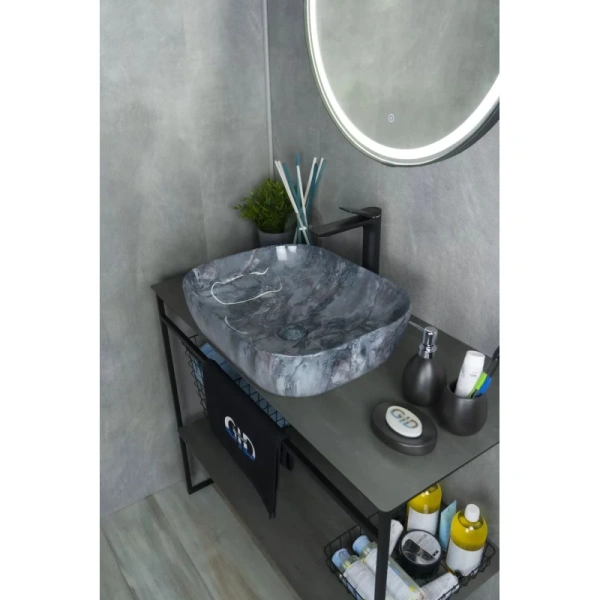 раковина в ванную накладная ceramalux 50 см,k397g124 под серый камень