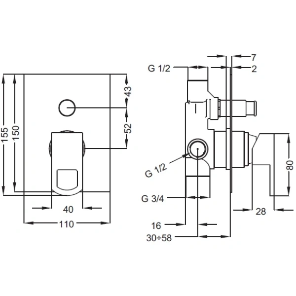 смеситель для душа cezares levico vdim-01-cr хром