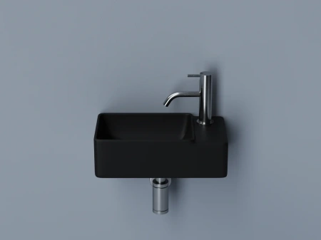 раковина ceramicanova element cn5045mb подвесная, чаша слева, 39.5x22 см, черная матовая