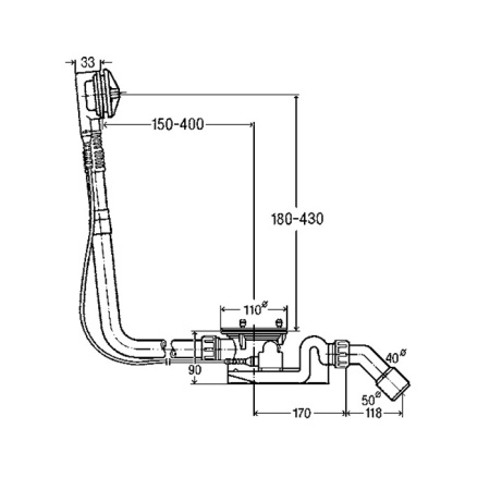 слив-перелив для ванны bette rotaplex b608-901 удлиненный, хром