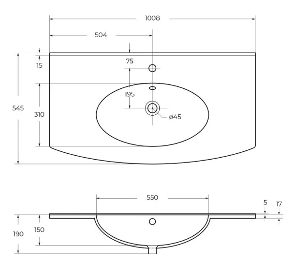 раковина cezares comfort 101 50149 bianco