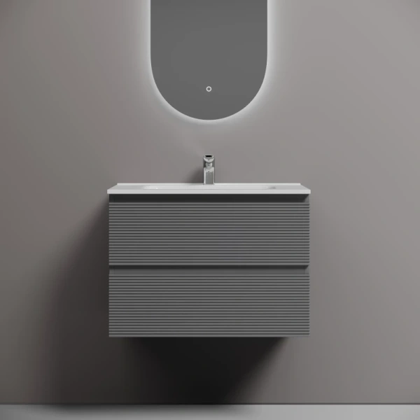 тумба под раковину sancos folk fl70gs 69 см, подвесная, темно-серый матовый