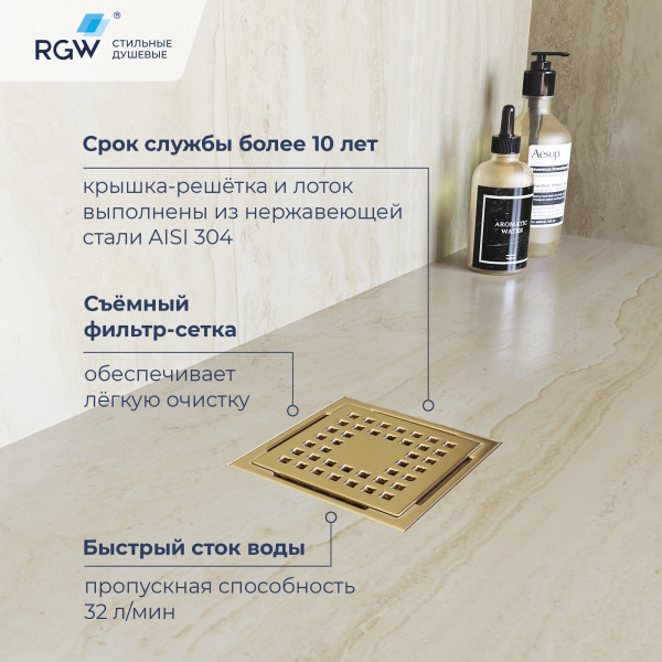 душевой лоток rgw drain leo-01-10gb