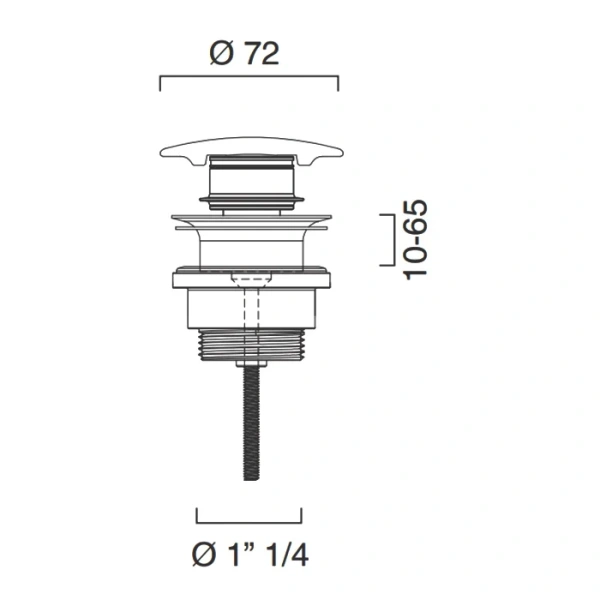 донный клапан catalano 9050300001 для раковины, с переливом, белый